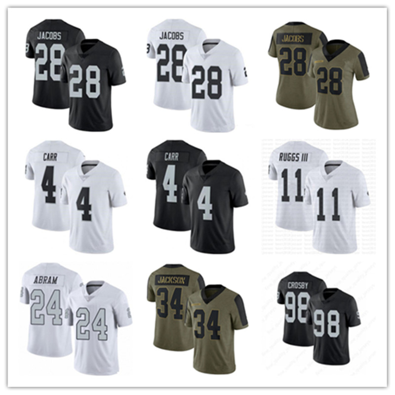 

28 Josh Jacobs 83 Darren Waller Custom Football Jersey Derek Carr 98 Maxx Crosby Henry Ruggs III Hunter Renfrow Carl Nassib Charles Woodson Bo Jackson Howie long, 2021