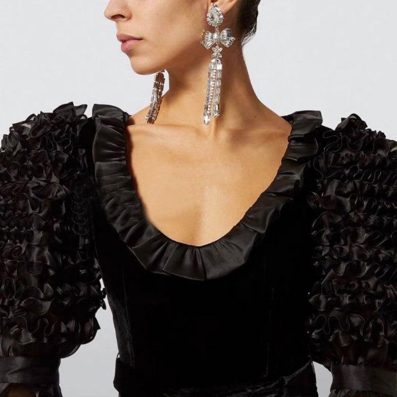 

Dangle & Chandelier Vintage Zincon Gems Chian Alloy Bowknot Earrings For Women Fashion Jewelry Boutique Ladys' Statement Accessories