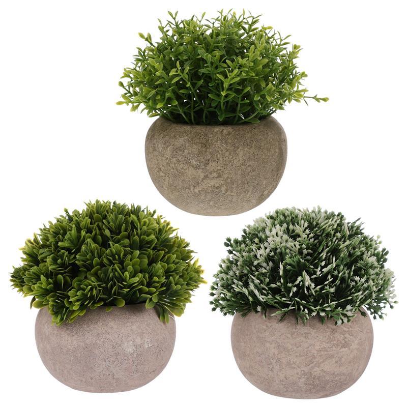 

3 Pcs Artificial Green Potted Plants Faux Flowers Fake Plant Decor Accessories