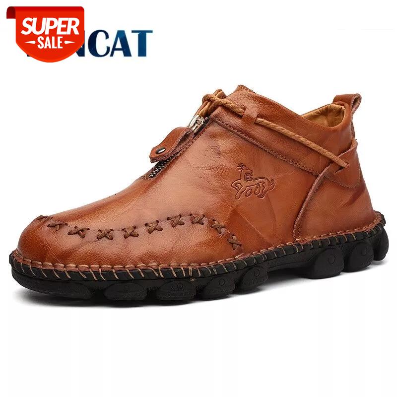 

New Autumn Winter Leather Men Boots High help Winter Men's Ankle Boot Comfortable Motorcycle Boots Men's shoes Plus Size 38-48 #jE69