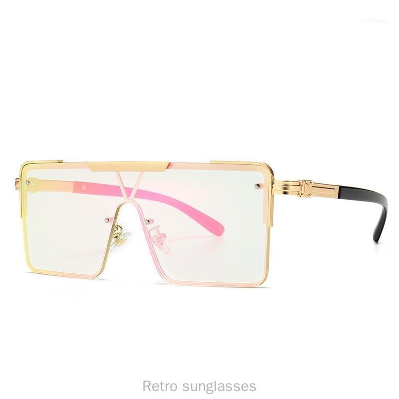 

Sunglasses Sqaure For Women 2021 Fashion One Piece Oversize Sun Glasses Men Flat Mirror Shades FML1