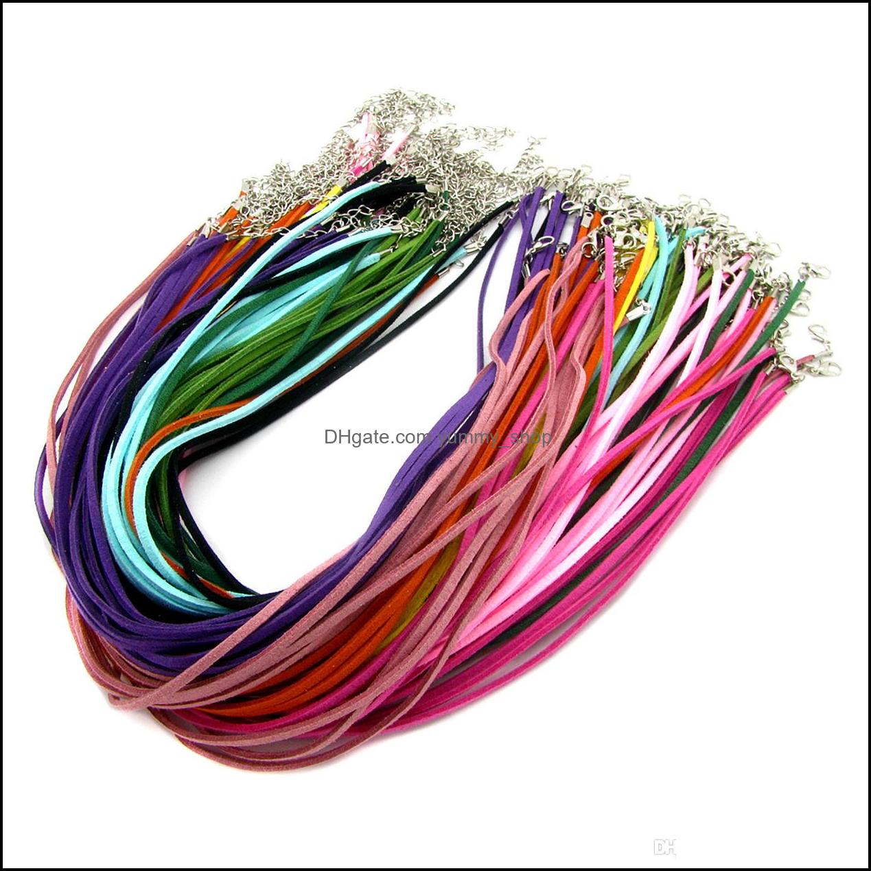 

Cord Wire Findings & Components Jewelry 2.7Mm Mix Suede Leather Wax Necklace Cords With Lobster Clasp For Diy Neckalce Pendant Craft Jewelry