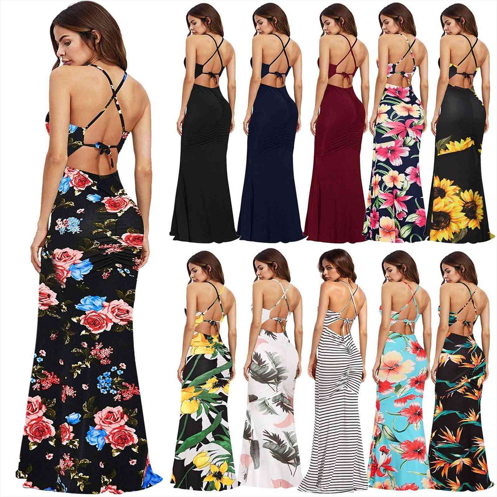 

sleeveless maxi cocktail women dress evening party plus size flowy halter long vestidos mujer verano, Black;gray