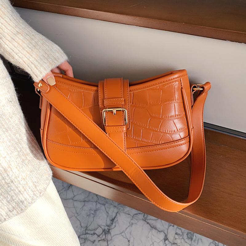 

New PU Leather Shoulder Bags for Women 2021 Spring Design High Quality Crossbody Bag Lady Underarm Bag, White