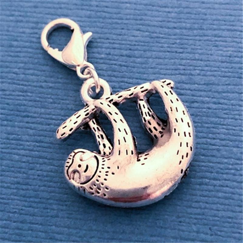 

Charms 1X Antique Silver Color Cute Sloth Charm Zipper Pull Clip On Charm, Animal Jewelry, Bronze;silver