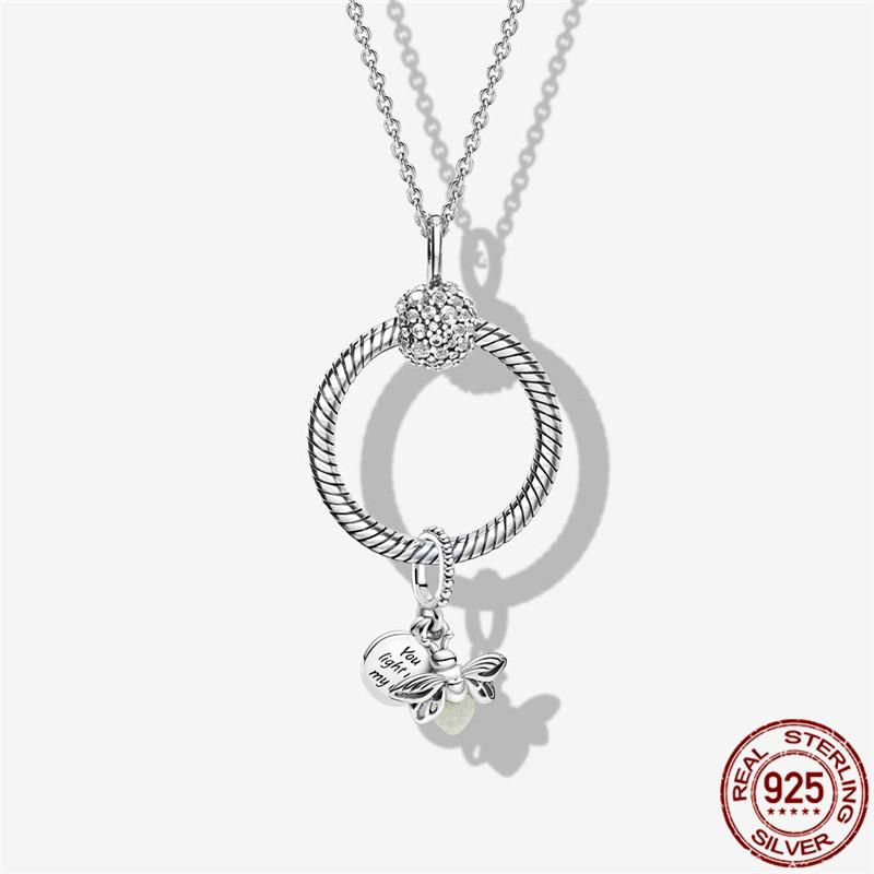 

Other 100% Real 925 Sterling Silver Luminous Firefly O Charm Fit Original 3mm Bracelet For Women Birthday Fashion Jewelry Gift