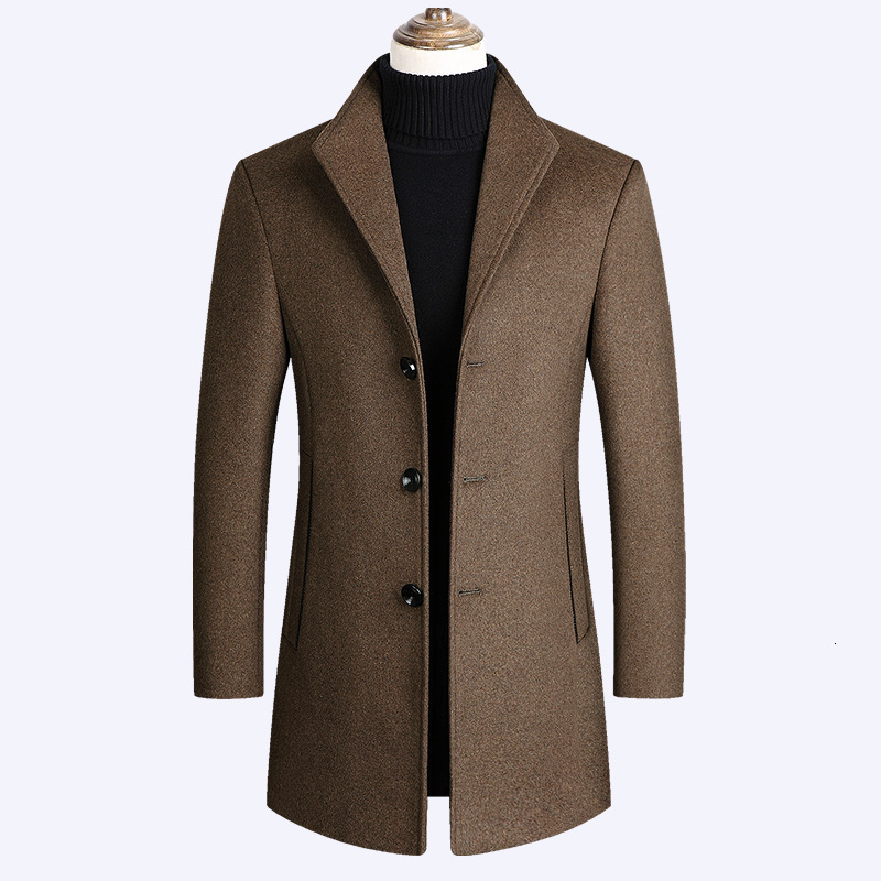 

2021 Men Autumn Winter New Solid Color High Quality Men's Coats Luxurious Wool Blends Coat Male Hrxb, Gray