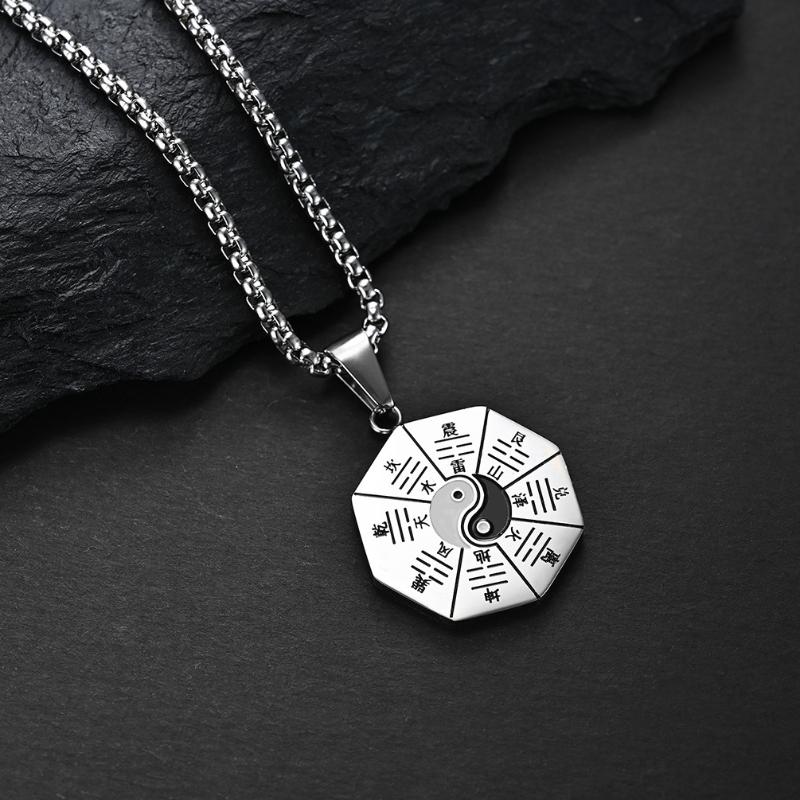 

Pendant Necklaces Tai Chi Yin Yang Necklace Lover Titanium Steel For Women Men Friend Gift, Silver