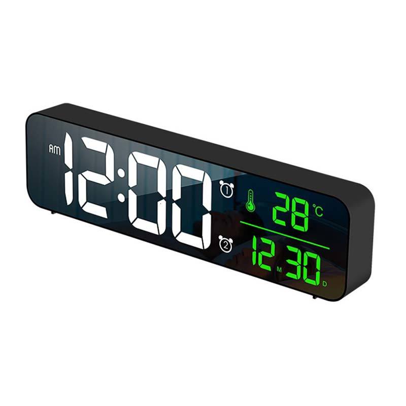 

2021 New Led Alarm Clocks Digital Temp Snooze Time Dual Music Clock with Charger Usb Display Big Digit Dimmer Glow Qj7g