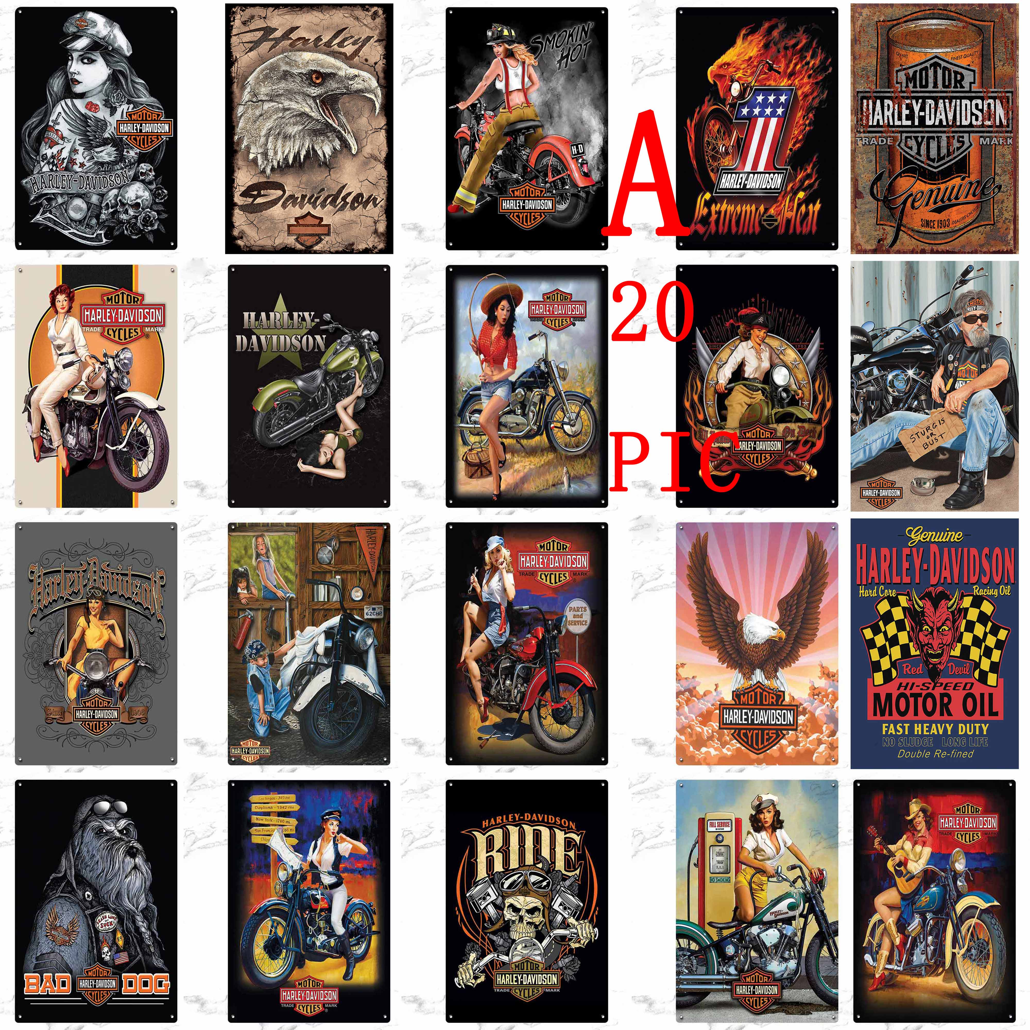

Popular old fashion style metal signs 20*30 CM large vintage motor tin signs knucklehead motorcycle tin sign