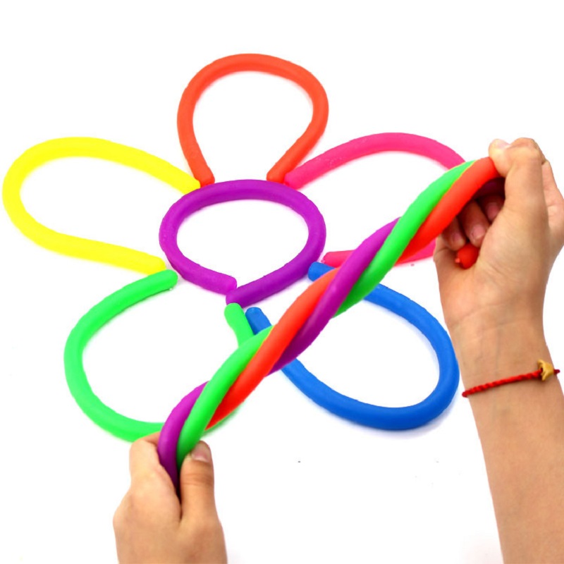 

Fidget Abreact Decompression Rope Flexible Glue Noodle Ropes TPR Hyperflex Stretchy String Neon slings toys 6 colors for choice