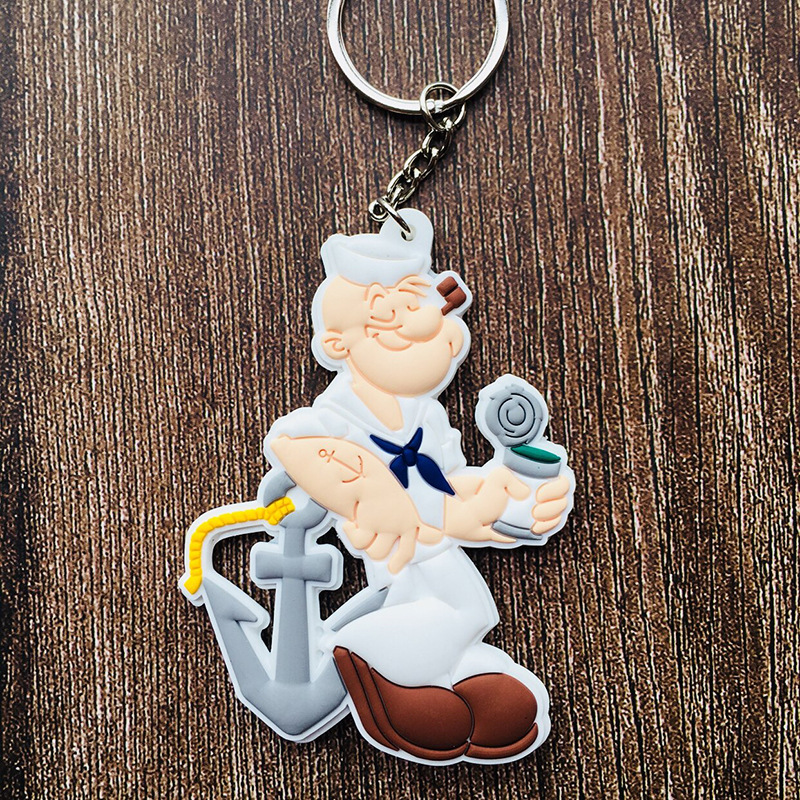 

New Creative Animation Popeye key Chain PVC Double-sided Car Bag Pendant Key Chains Childrens Toy Gift key Ring