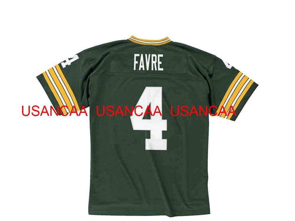 

Men Women Youth Mitchell & Ness 1996 BRETT FAVRE Throwback Green Jersey Stitched Jerseys XS-5XL 6XL, Black