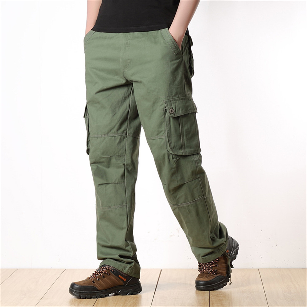 

2021 New Men's Casual Pants with Multi Pockets Style Men Outwear Straight Slacks Long Trousers Plus Size 44 Qqkn, Gray