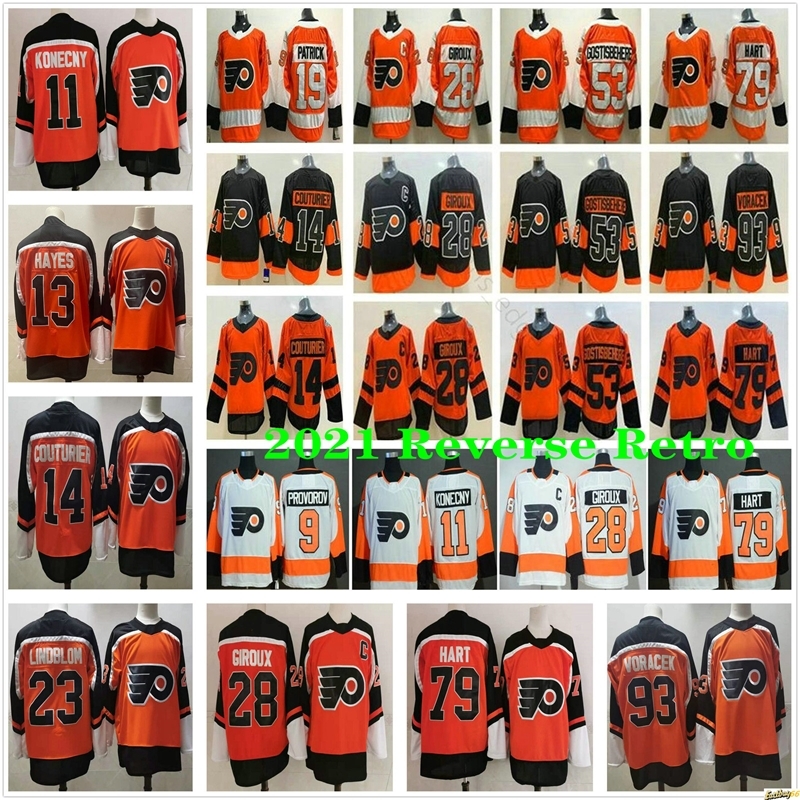 

Philadelphia Flyers Claude Giroux Kevin Hayes Oskar Lindblom Carter Hart Voracek Sean Couturier Nolan Patrick Travis Konecny Hockey Jerseys, Black;red