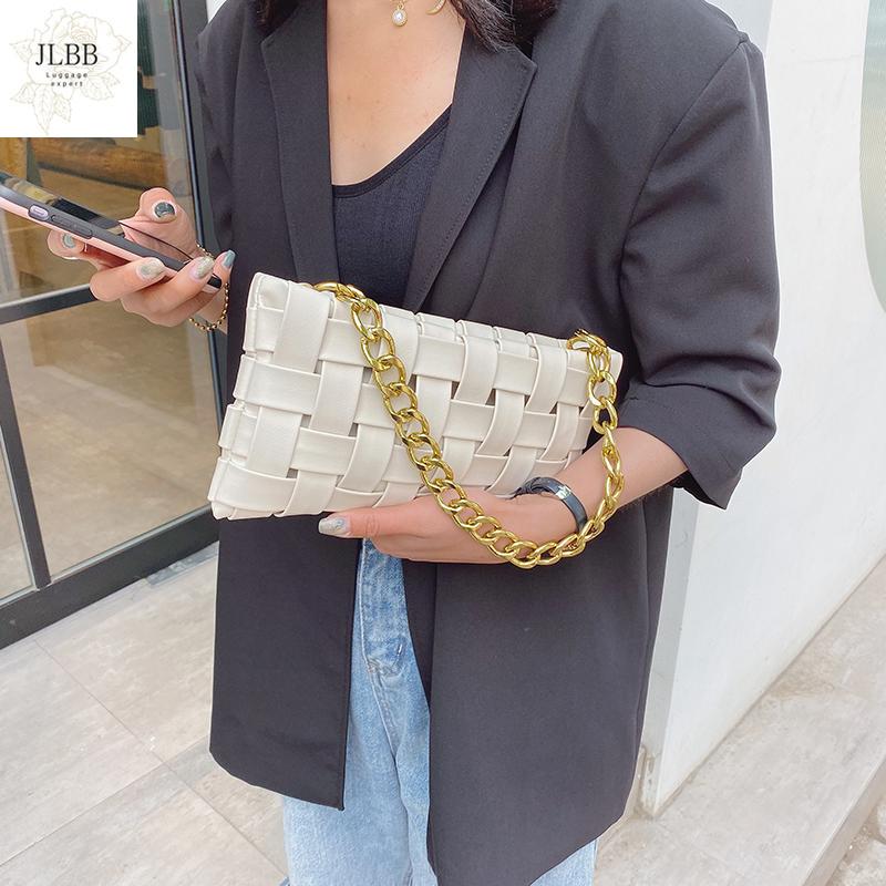

2021 Small PU Leather Weave Designer Crossbody Bags For Women Luxury Solid Color Shoulder Handbags Chain Crossbody messenger Bag, Beige