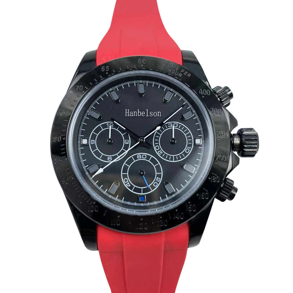 

NEW Black Modified mens watch Sapphire Glass Automatic movement Red Sports Rubber Strap Screw crown Wristwatches Montre De Luxe, Black(steel strap)