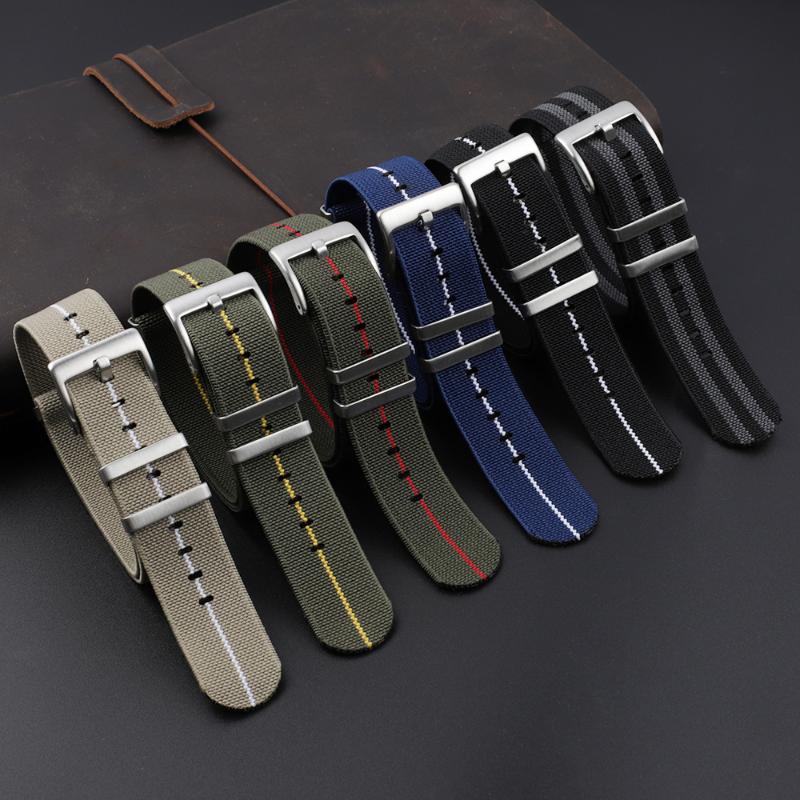 

Watch Bands Nato Strap 20mm 22mm French Troops Parachute Bag Watchband Elastic Nylon Belt Wrisband For Military Band
