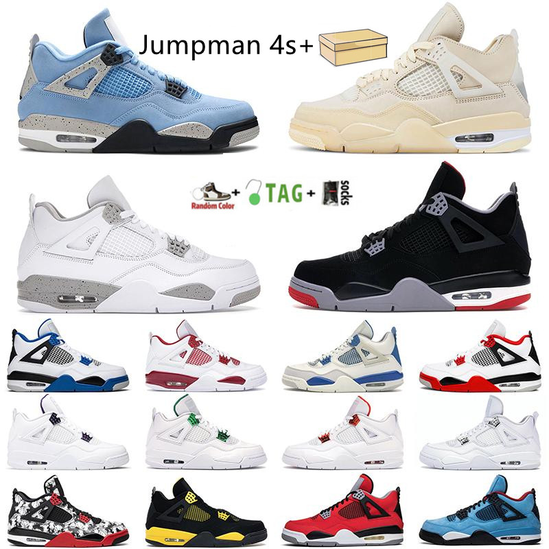 

With Box Jordan4 Mens Hyper Royal Shoes Obsidian UNC 4 4s Sail University Blue Twist What The Basketball Shoe White Oreo Black Cat Bred Guava Ice Women Sneakers, 24
