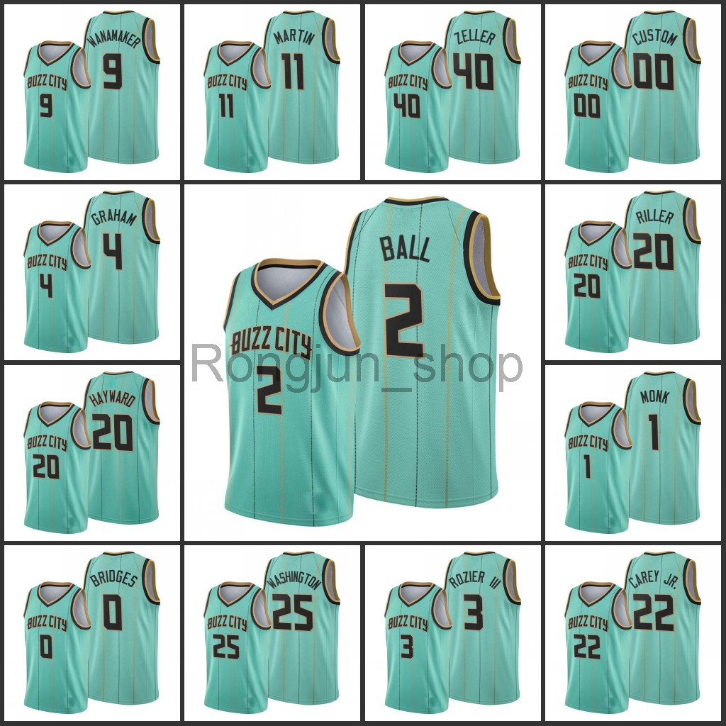 

2021-22 75th Anniversary Printed Mens Basketball Men Charlotte LaMelo Ball Cody Zeller P.J. Washington Terry Rozier III Hornet Custom City Green Edition Jersey