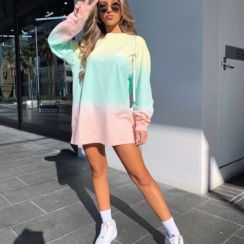 

2021 Gradient Yellow Oversized Hoodie Sweatshirts Women Girls Casual Streetwear Autumn Fashion Long Sleeve Pullovers Tops 4lp6