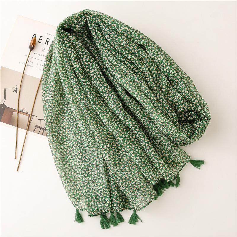 

Scarves Fashion Viscose Scarf Green Floral Tassel Beach Hijab Shawls And Wraps Female Foulard Echarpe 2021 Casual Four Seasons, Blue;gray