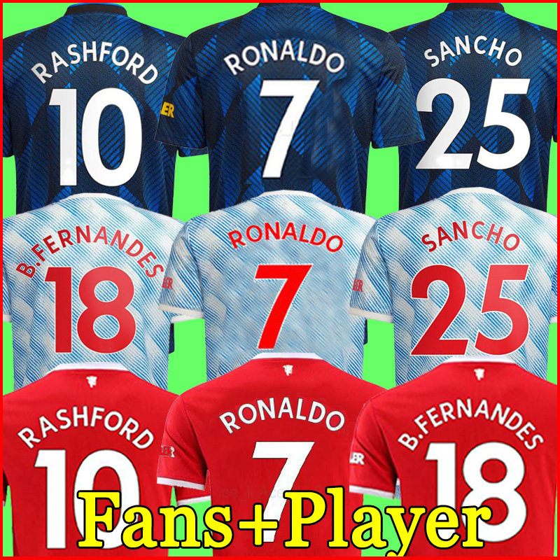 

21 22 SANCHO RASHFORD jerseys 2021 2022 MANCHESter POGBA RONALDO MARTIAL SHAW VAN DE BEEK B. FERNANDES LINGARD UNITED GREENWOOD UTD soccer football shirt man kids kit, 21-22 3rd+patch1