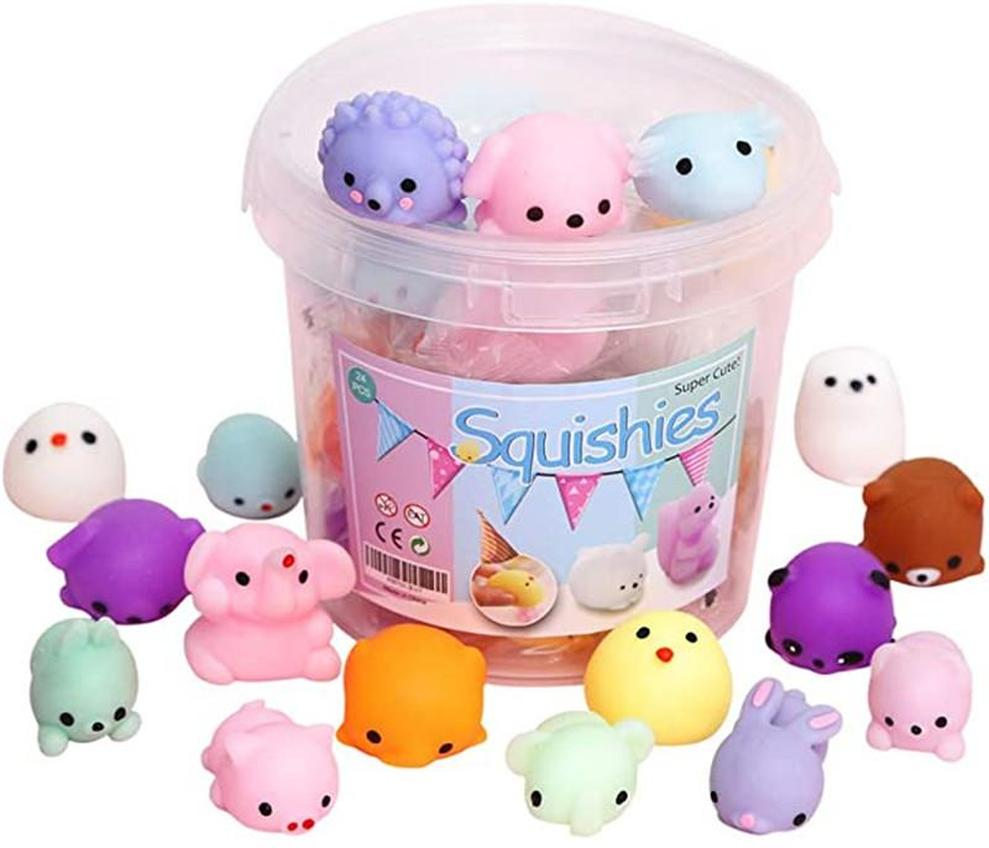 

DHL Fidget Toys Squishy 24pcs Party Favors for Kids Mini Kawaii squishies Mochi Stress Reliever Anxiety Toy with Storage Box CO17