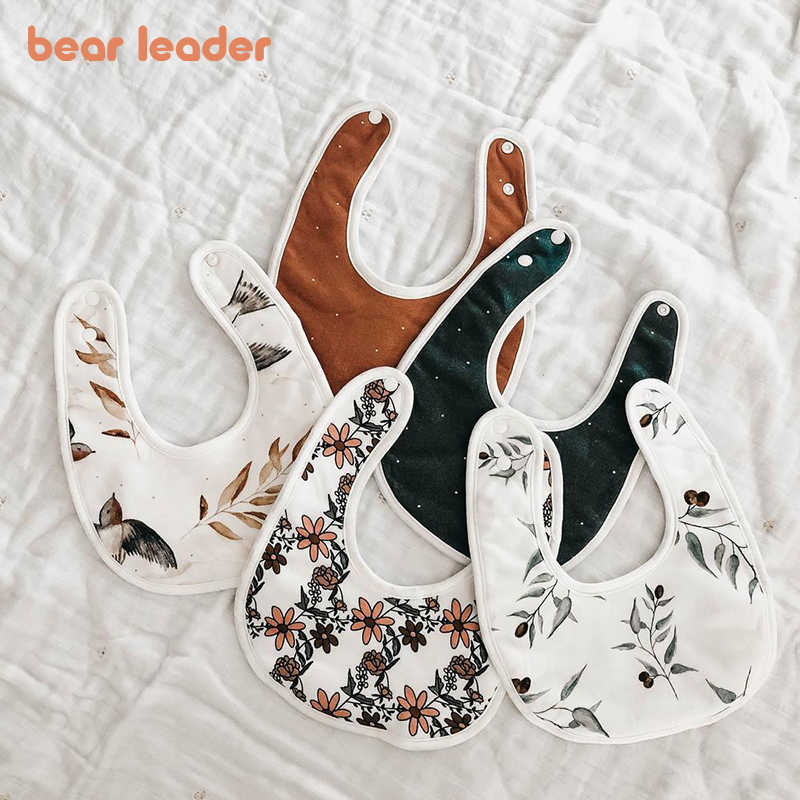 

Bear Leader Toddler Baby Cartoon Print Bibs born Girls Boys Floral Cute Pattern Burp Infant Fashion Pattern Kids Accessories 210708