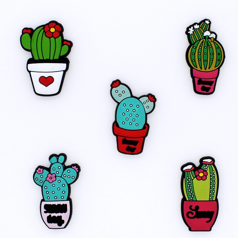 

Pvc Cactus Shoe Charms Decorations Buckle Accessories Jibitz for Croc Charms Clog Buttons, White;pink