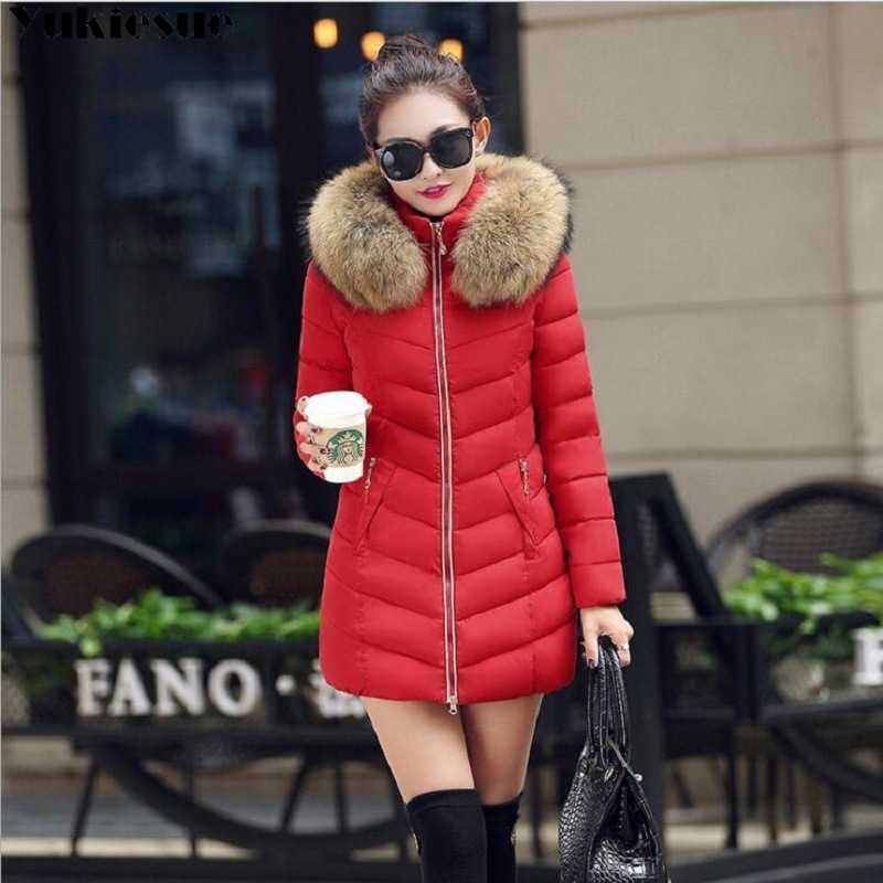 

Parka Women Winter Jacket Coat Hooded Outwear Female Thick Cotton Padded Lining Basic Coats 210608, Khaki