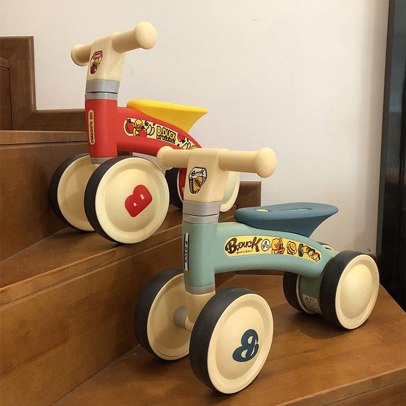 

Gift Sets Baby Balance Bike Kid No Pedals 4 Wheels Cycle Riding Toy Infant Indoor Outdoor Learning Walker Push Scooter For 1-3 Years