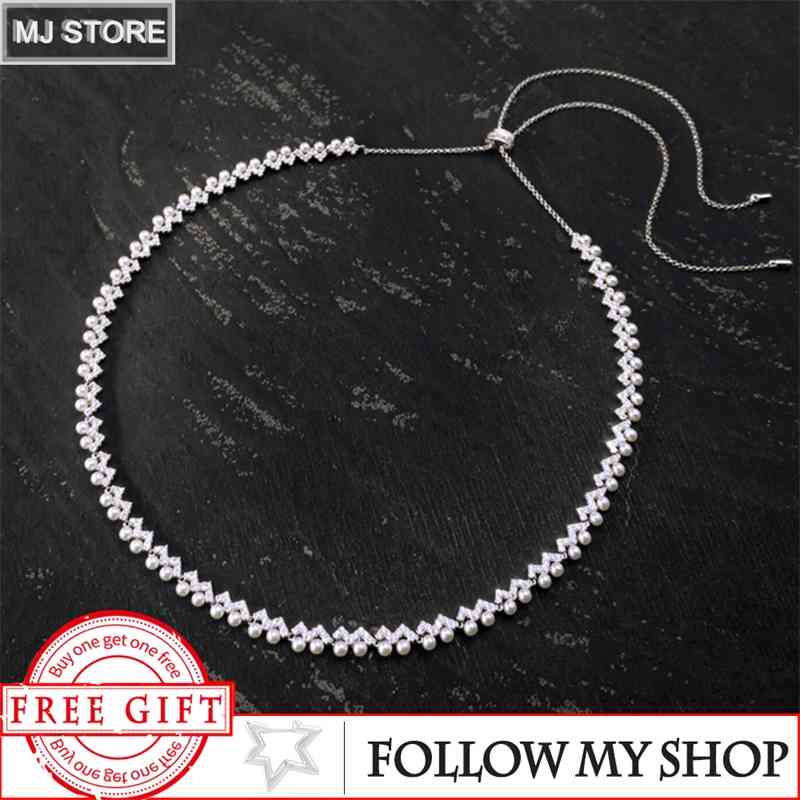 

S925 Sterling Silver For Women Z-shaped Wave Pearl Choker High Quality Luxury Brand Jewelry Monaco Necklace Adjustable