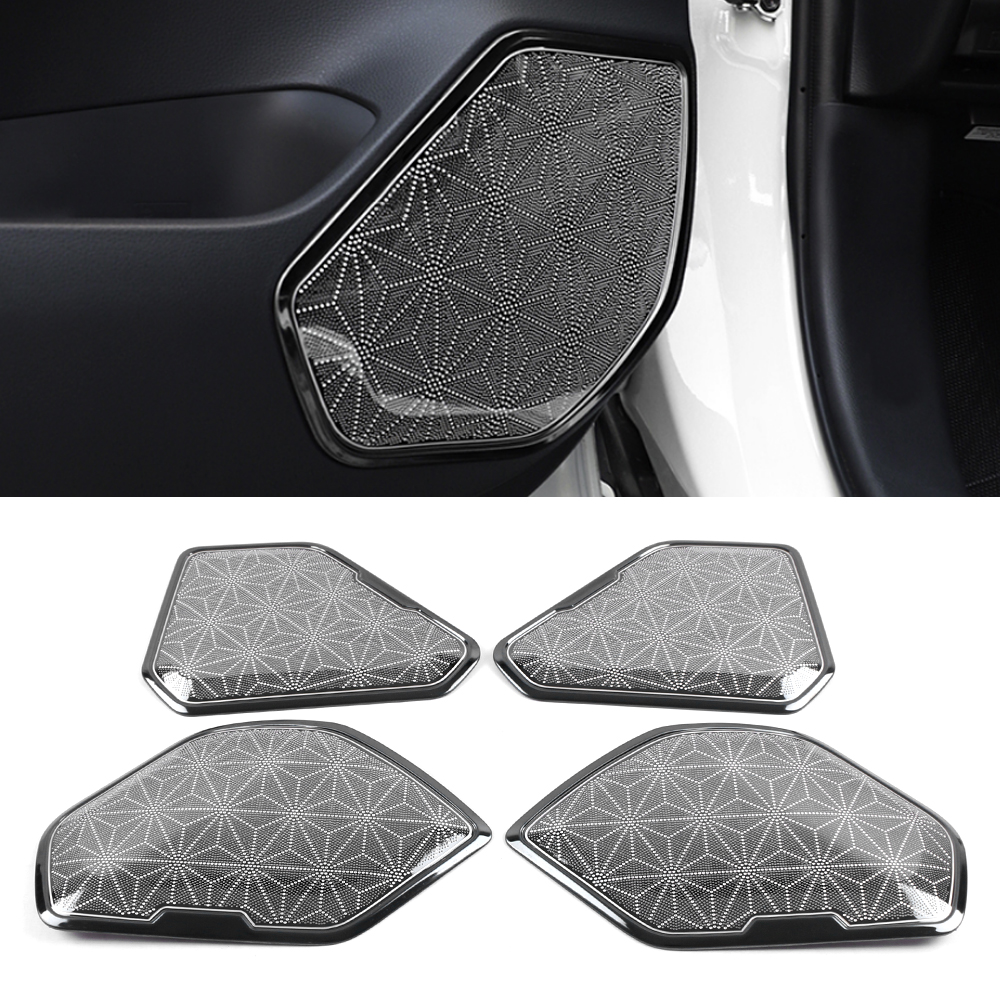 

For Toyota RAV4 XA50 2019-2021 Car Speaker Cover Stainless Door Loudspeaker Sound Pad Trim Frame Sticker Interior Accessories