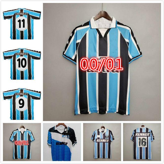 

Gremio 2000 retro soccer jerseys 1995 1996 Ronaldinho ZINHO NENE WARLEY Alegre home vintage old classic football shirt