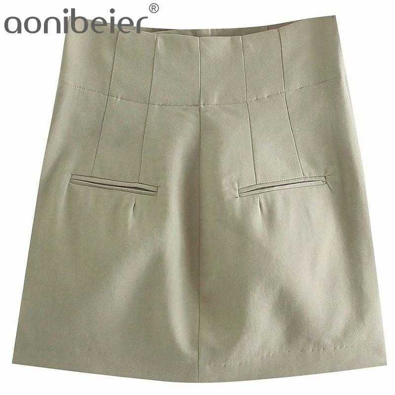 

Summer Thin Linen Skirts Pockets Female Casual High Waist Women Pencil Mini Solid Color 210604, Skirt