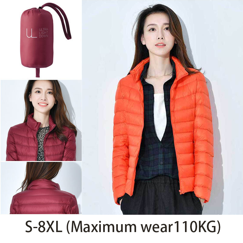 

Winter Women Ultralight Thin Down Jacket White Duck Hooded Jackets Long Sleeve Warm Coat Parka Female Portable Outwear, Black