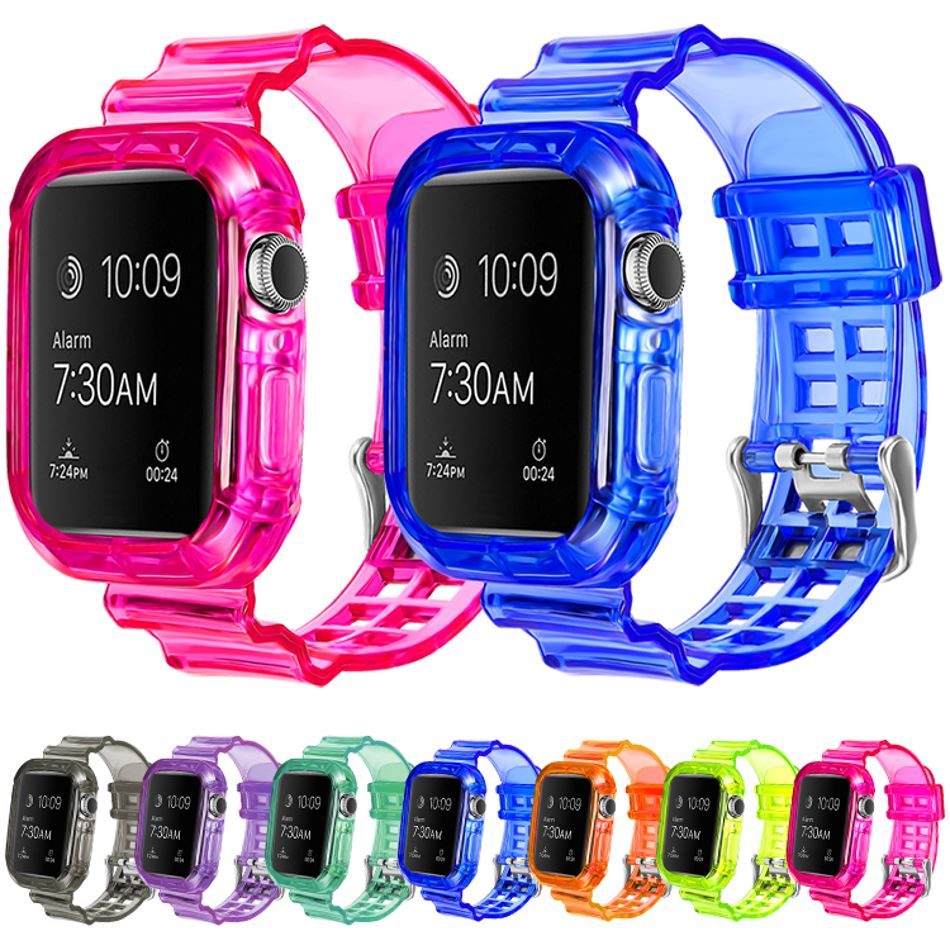 

TPU Clear Watch strap for Apple 38/40MM 42/44MM transparent drop proof integrated watchband with OPP bag