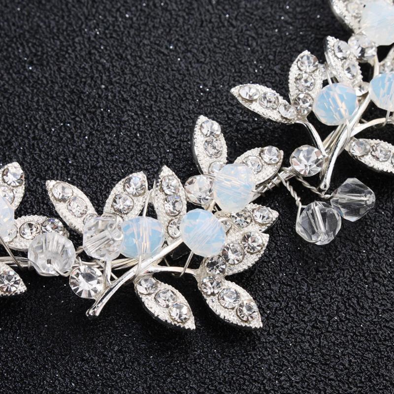 

Hair Clips & Barrettes Handmade Leaves Shape Crystal Wedding Bands Bridal Alloy Jewelry Accessories Headpieces Headbands Soft Chain Tiaras, Golden;silver