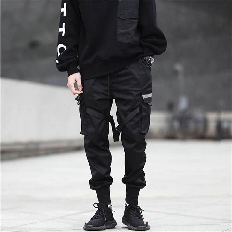 

Men's Pants Harem Joggers Men Cargo Streetwear 2021 Hip Hop Casual Pockets Cotton Track Male Harajuku Fashion Man's Trousers, Black