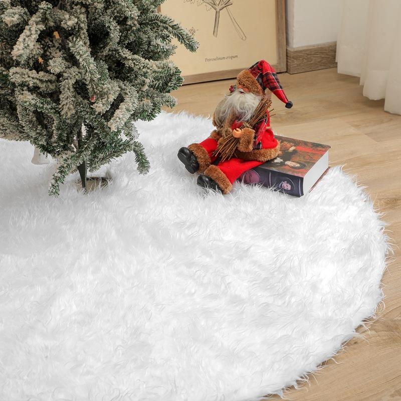 

Christmas Decorations White Tree Skirt Plush Faux Fur Xmas Carpet Merry Ornament Year Navidad Home Decor