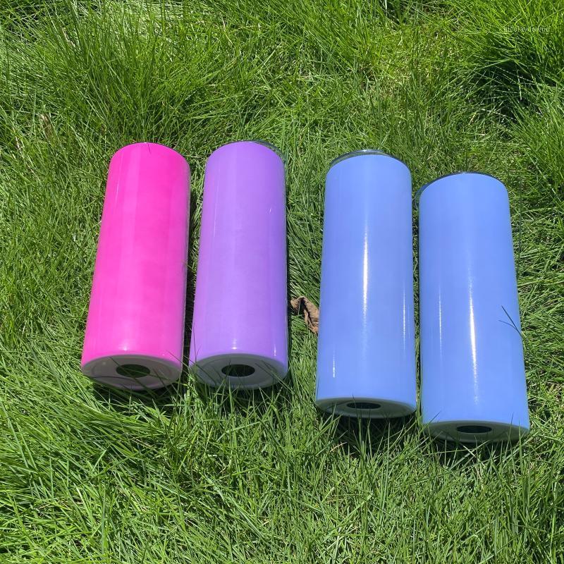 

Water Bottles Double Wall Sublimation Blanks 20oz Straight UV Color Changing Green In Dark Tumblers