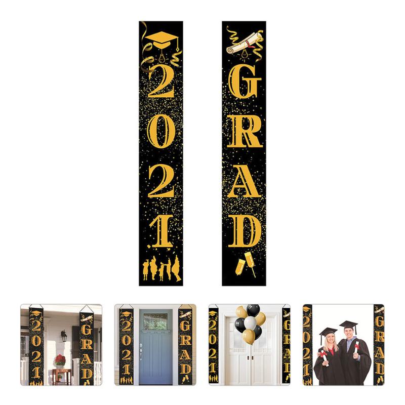 

1 Pair Grad Elements Design Couplets Door Curtain Graduation Party Decorations