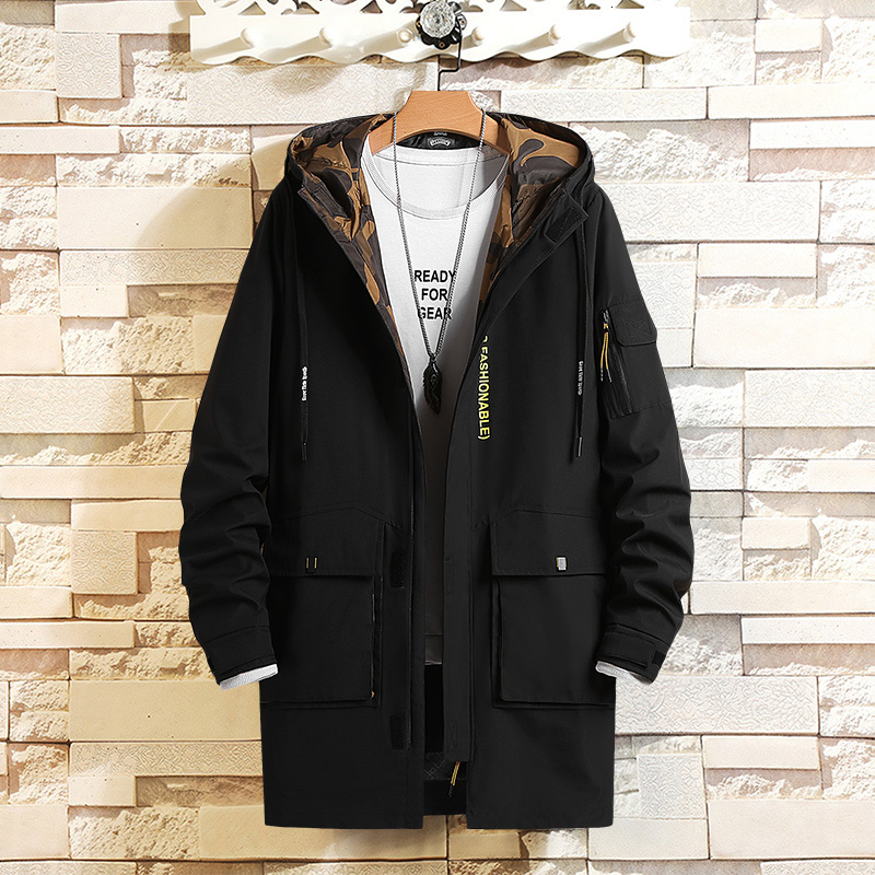 

2021 New Casual Men's Windbreaker Black Blue Jackets Long Trench Coat for Spring Autumn Winter Clothes 9vo3, 19663 b