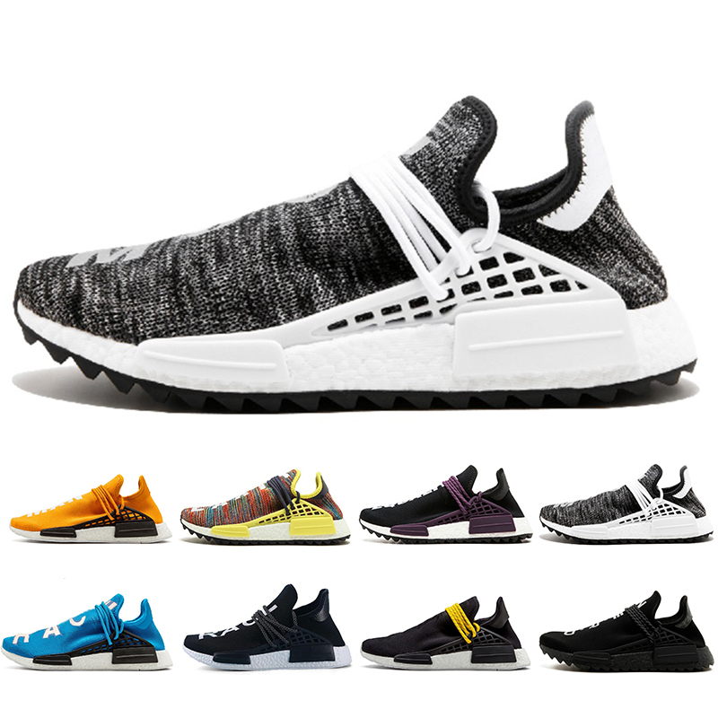 

Classic Red white black Human Race Trail Running Shoes Yellow holi Black Cream Men Women Pharrell Williams HU Runner Sports Sneakers 36-45, Color#1