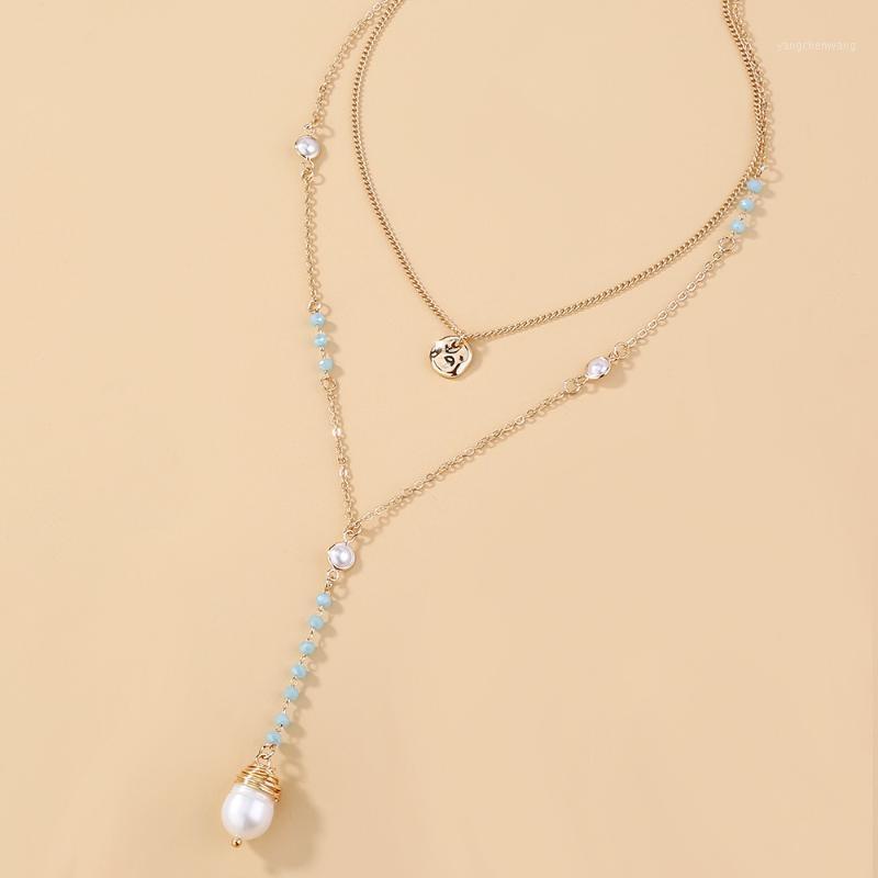

Chains Double Layer Chain Gold Choker Necklace Women Korean Style Pearl Pendant Fashion Jewelry Collar