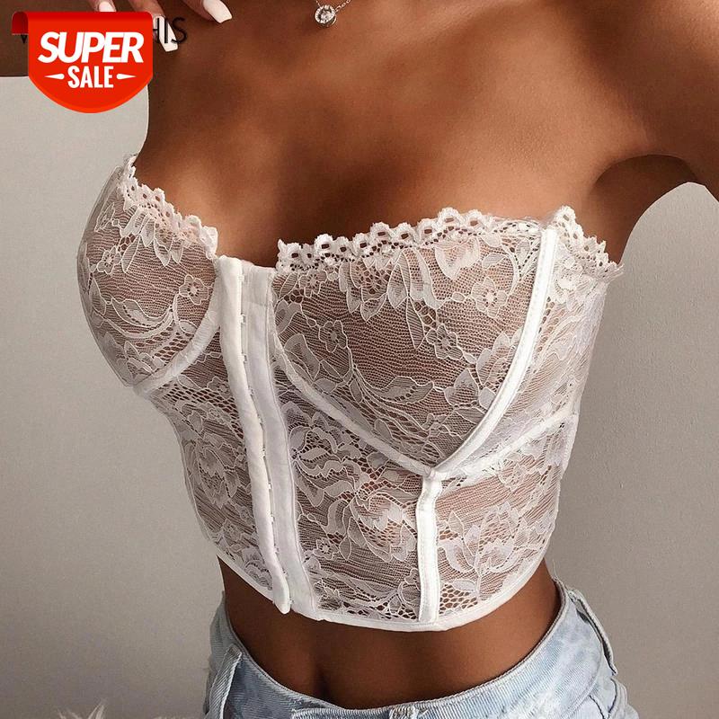 

WannaThis Sleeveless Strapless Crop Top Women Lace Sexy Tank Tops Patchwork Fashion Summer Elegant Casual Streetwear White Black #kD2N