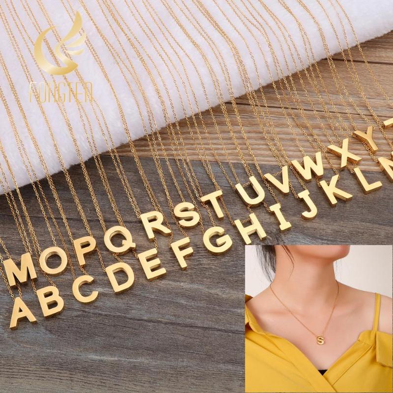 

Pendant Necklaces Stainless Steel /Gold Mini Capital Letter Necklace Women