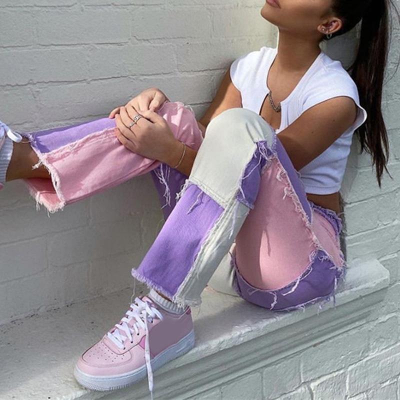 

Women Tie Dye Print Pathwork Pants Y2k Sweatpants Streetwear Joggers Ladies Wide Leg Loose Harajuku Aesthetic 90s Trousers 2020, Black;white