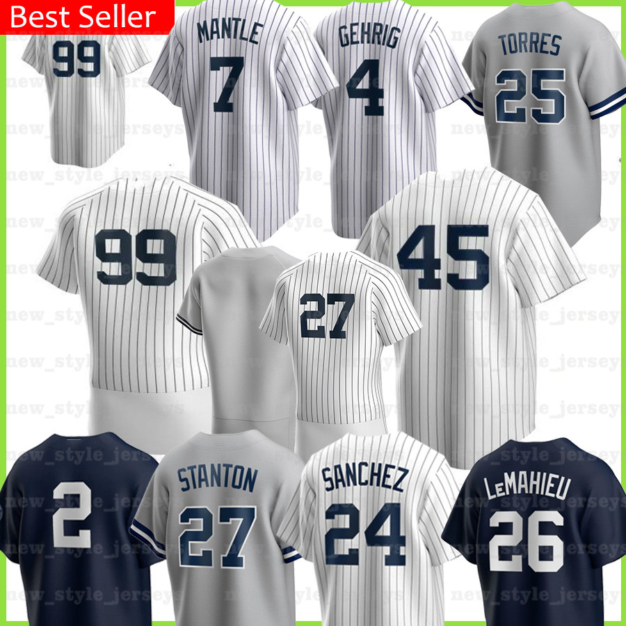 

2021 Men Women 99 Aaron Judge Derek Jeter Bernie Williams New 25 GLEYBER TORRES York Gary Sanchez Mattingly Yankees Baseball Jersey, Blue;black